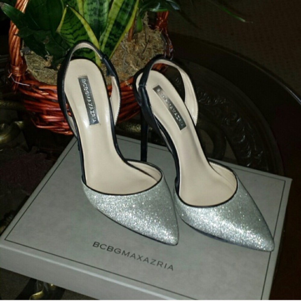 Beautiful Silver/Sparkle Slingback Heels